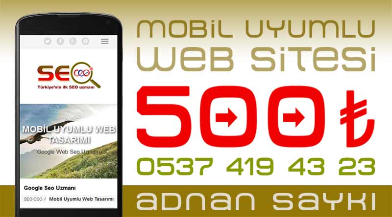 Mobil Uyumlu Web Fiyatı, 500 TL
